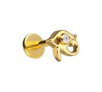 PIERCINGLINE Labret en titane avec Push Fit Œil de Horus - Doré et argenté, Stablänge: 9mm | Stabstärke: 1,2mm, Titane, Cristal
