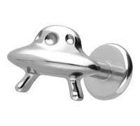 PIERCINGLINE Labret en titane avec Push Fit UFO - Or rose, noir, doré, argenté, Stablänge: 10mm | Stabstärke: 1,2mm, Titane, Sans