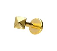 PIERCINGLINE Labret en titane avec pyramide push-fit - Couleur or rose, noir, or, argent, Stablänge: 9mm | Stabstärke: 1mm, Titane, Sans