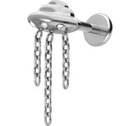 PIERCINGLINE Labret en titane avec UFO Push Fit + chaîne + cristaux - Or rose, noir, doré, argenté, Stablänge: 10mm | Stabstärke: 1,2mm, Titane, Cristal