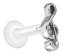 PIERCINGLINE Labret PTFE avec filetage intérieur + embout en titane e violon - Transparent, doré, argenté, Stablänge: 8mm | Stabstärke: 1,6mm, PTFE, titane, Sans