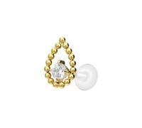 PIERCINGLINE Labret PTFE avec filetage intérieur + embout en titane goutte + cristal - Couleur or rose, transparent, noir, doré, argenté, Stablänge: 5mm | Stabstärke: 1,2mm, PTFE, titane, Cristal