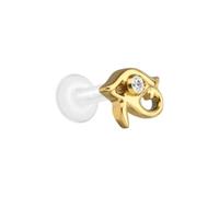 PIERCINGLINE Labret PTFE avec filetage intérieur + embout en titane Œil d'Horus - Transparent, doré, argenté, Stablänge: 10mm | Stabstärke: 1,6mm, PTFE, titane, Cristal