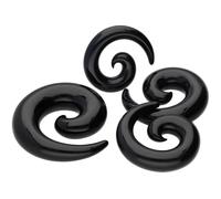PIERCINGLINE Lot de spirales extensibles en acrylique - Noir, 4er SET1 = 8 bis 14 mm, Acrylique, Sans