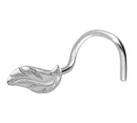 PIERCINGLINE Piercing de nez en or 14/18 carats - Spirale feuille - Or rose 585 - Couleur or rose, doré, argenté, 14 Karat, dorée, Moissanite