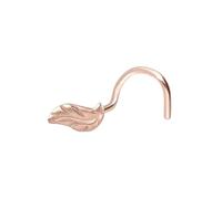 PIERCINGLINE Piercing de nez en or 14/18 carats - Spirale feuille - Or rose 585 - Couleur or rose, doré, argenté, 14 Karat, dorée, Moissanite