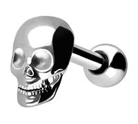 PIERCINGLINE Piercing d'oreille en acier chirurgical - Tête de mort - Piercing d'oreille - Choix de couleurs, 4 x 6 mm, Acier chirurgical 316L