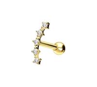 PIERCINGLINE Piercing d'oreille en or 14 carats ou 18 carats avec 5 piercings moisanite incrustés pour tragus, hélix, conque, or 14 carats (585), Moissanite
