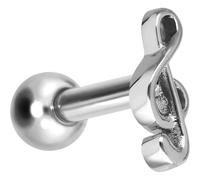 PIERCINGLINE Piercing d'oreille en titane avec filetage intérieur e violon Doré/argenté, Stablänge: 8mm, Titane, Sans