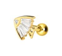 PIERCINGLINE Piercing d'oreille en titane avec filetage intérieur en forme de poisson en cristal - Couleur or rose, noir, doré, argenté, Stablänge: 6mm, Titane, Cristal