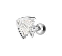 PIERCINGLINE Piercing d'oreille en titane avec filetage intérieur en forme de poisson en cristal - Couleur or rose, noir, doré, argenté, Stablänge: 8mm, Titane, Cristal