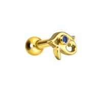 PIERCINGLINE Piercing d'oreille en titane avec filetage intérieur Œil de Horus - Doré et argenté, Stablänge: 8mm, Titane, Cristal