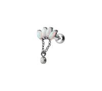 PIERCINGLINE Piercing d'oreille en titane avec filetage intérieur Loupe de lotus + opales synthétiques - Couleur or rose, noir, or, blanc, argenté, Stablänge: 8mm, Titane, Opale