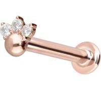 PIERCINGLINE Piercing d'oreille labret en or 14 carats avec 3 moussanite + boule - Couleur et taille au choix, 1 mm Stabstärke / 5 mm Stablänge, or 14 carats (585) Titane (grade 23), Moissanite