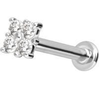 PIERCINGLINE Piercing d'oreille labret en or 14 carats avec carré de moussanite push fit 0,06 carat, couleur et taille au choix, 1,2 mm Stabstärke / 6 mm Stablänge, or 14 carats (585) Titane (grade 23