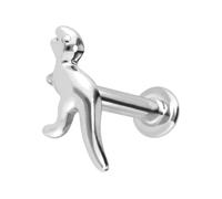 PIERCINGLINE Piercing d'oreille labret en or 14 carats avec dinosaure push fit - Couleur et taille au choix, 1 mm Stabstärke / 7 mm Stablänge, or 14 carats (585) Titane (grade 23)