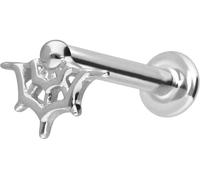 PIERCINGLINE Piercing d'oreille labret en or 14 carats avec filet d'araignée Push Fit Couleur et taille au choix, 1 mm Stabstärke / 5 mm Stablänge, or 14 carats (585) Titane (grade 23)