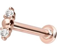 PIERCINGLINE Piercing d'oreille labret en or 14 carats avec filetage intérieur 2 MOISSANITE + boule Couleur et taille au choix, 1 mm Stabstärke / 8 mm Stablänge, or 14 carats (585), Moissanite