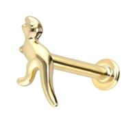 PIERCINGLINE Piercing d'oreille labret en or 14 carats avec filetage intérieur dinosaure, couleur et taille au choix, 1,2 mm Stabstärke / 6 mm Stablänge, or 14 carats (585), Moissanite