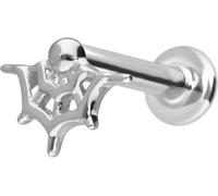 PIERCINGLINE Piercing d'oreille labret en or 14 carats avec filetage intérieur, filet d'araignée, couleur et taille au choix, 1 mm Stabstärke / 7 mm Stablänge, or 14 carats (585)