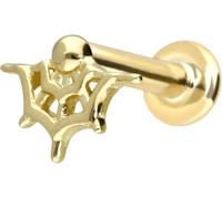 PIERCINGLINE Piercing d'oreille labret en or 14 carats avec filetage intérieur, filet d'araignée, couleur et taille au choix, 1 mm Stabstärke / 8 mm Stablänge, or 14 carats (585)