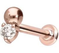 PIERCINGLINE Piercing d'oreille labret en or 14 carats avec filetage intérieur MOISSANIT + boule Couleur et taille au choix, 1 mm Stabstärke / 6 mm Stablänge, or 14 carats (585), Moissanite