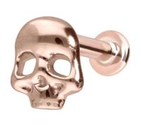 PIERCINGLINE Piercing d'oreille labret en or 14 carats avec filetage intérieur, tête de mort, couleur et taille au choix, 1,2 mm Stabstärke / 7 mm Stablänge, or 14 carats (585), Moissanite