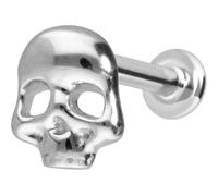 PIERCINGLINE Piercing d'oreille labret en or 14 carats avec filetage intérieur, tête de mort, couleur et taille au choix, 1 mm Stabstärke / 5 mm Stablänge, or 14 carats (585), Moissanite