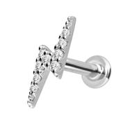 PIERCINGLINE Piercing d'oreille labret en or 14 carats avec flash MOISSANIT Push Fit 0,064 carat, couleur et taille au choix, 1,2 mm Stabstärke / 10 mm Stablänge, or 14 carats (585) Titane (grade 23)