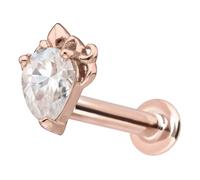 PIERCINGLINE Piercing d'oreille labret en or 14 carats avec gouttes de moisanite push fit 0,3 carat, couleurs et tailles au choix, 1 mm Stabstärke / 6 mm Stablänge, or 14 carats (585) Titane (grade 23