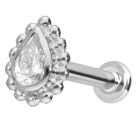 PIERCINGLINE Piercing d'oreille labret en or 14 carats avec gouttes de moussanite push fit + boules de 0,3 carat, couleur et taille au choix, 1 mm Stabstärke / 6 mm Stablänge, or 14 carats (585