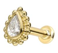 PIERCINGLINE Piercing d'oreille labret en or 14 carats avec gouttes de moussanite push fit + boules de 0,3 carat, couleur et taille au choix, 1 mm Stabstärke / 6 mm Stablänge, or 14 carats (585