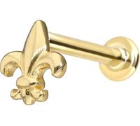 PIERCINGLINE Piercing d'oreille labret en or 14 carats avec motif de lys push-fit, couleur et taille au choix, 1,2 mm Stabstärke / 7 mm Stablänge, or 14 carats (585) Titane (grade 23)