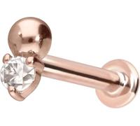 PIERCINGLINE Piercing d'oreille labret en or 14 carats avec moussanite et boule, couleur et taille au choix, 1,2 mm Stabstärke / 6 mm Stablänge, or 14 carats (585) Titane (grade 23), Moissanite