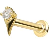 PIERCINGLINE Piercing d'oreille labret en or 14 carats avec moussanite et pointe flèche 0,025 carat, couleur et taille au choix, 1,2 mm Stabstärke / 7 mm Stablänge, or 14 carats (585) Titane (grade 23