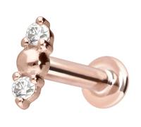 PIERCINGLINE Piercing d'oreille labret en or 14 carats avec Push Fit 2 2 MOISSANITE + boule couleur et taille au choix, 1 mm Stabstärke / 5 mm Stablänge, or 14 carats (585) Titane (grade 23
