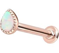 PIERCINGLINE Piercing d'oreille labret en or 14 carats avec push-fit SYNTH. Gouttes d'opale Couleur et taille au choix, 1 mm Stabstärke / 6 mm Stablänge, or 14 carats (585) Titane (grade 23)
