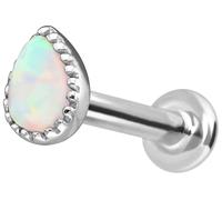 PIERCINGLINE Piercing d'oreille labret en or 14 carats avec push-fit SYNTH. Gouttes d'opale Couleur et taille au choix, 1,2 mm Stabstärke / 6 mm Stablänge, or 14 carats (585) Titane (grade 23)