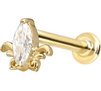 PIERCINGLINE Piercing d'oreille labret en or 14 carats avec tige en MOISSANIT 0,1 carat, couleur et taille au choix, 1,2 mm Stabstärke / 6 mm Stablänge, or 14 carats (585) Titane (grade 23)