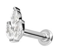 PIERCINGLINE Piercing d'oreille labret en or 14 carats avec tige en MOISSANIT 0,15 carat, couleur et taille au choix, 1 mm Stabstärke / 6 mm Stablänge, or 14 carats (585) Titane (grade 23)