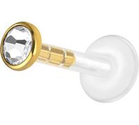 PIERCINGLINE Piercing labret Bioplast avec système plug-in - Piercing en cristal en acier chirurgical - Piercing nez, oreille, lèvre - 4 couleurs et tailles, 6 mm Stablänge | 2 mm Kugelgröße
