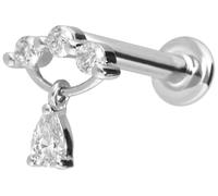 PIERCINGLINE Piercing labret en or 14 carats avec arceau en MOISSANIT et gouttes de MOISSANIT 0,021 carat Couleur et taille au choix, 1 mm Stabstärke / 6 mm Stablänge, or 14 carats (585) Titane (grade