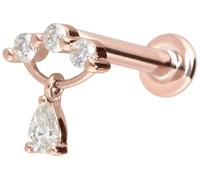 PIERCINGLINE Piercing labret en or 14 carats avec arceau en MOISSANIT et gouttes de MOISSANIT 0,021 carat Couleur et taille au choix, 1 mm Stabstärke / 6 mm Stablänge, or 14 carats (585) Titane (grade