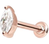 PIERCINGLINE Piercing labret en or 14 carats avec coupe push fit MOISSANIT ovale 0,1 carat Couleur et taille au choix, 1 mm Stabstärke / 6 mm Stablänge, or 14 carats (585) Titane (grade 23)