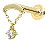 PIERCINGLINE Piercing labret en or 14 carats avec moussanite, arc, chaîne 0,06 carat, couleur et taille au choix, 1,2 mm Stabstärke / 6 mm Stablänge, or 14 carats (585) Titane (grade 23)