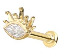 PIERCINGLINE Piercing labret en or 14 carats avec moussanite ovale + rayons de soleil 0,1 ct Couleur et taille au choix, 1,2 mm Stabstärke / 6 mm Stablänge, or 14 carats (585) Titane (grade 23)