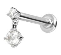 PIERCINGLINE Piercing labret en or 14 carats avec Push Fit 2 MOISSANITE 0,13 carat, couleur et taille au choix, 1 mm Stabstärke / 6 mm Stablänge, or 14 carats (585) Titane (grade 23)