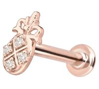 PIERCINGLINE Piercing labret en or 14 carats avec push fit MOISSANIT-ANANAS Couleur et taille au choix, 1,2 mm Stabstärke / 7 mm Stablänge, or 14 carats (585) Titane (grade 23), Moissanite