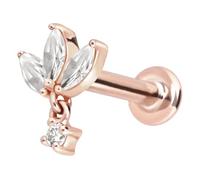 PIERCINGLINE Piercing labret en or 14 carats avec tige en moussanite 0,16 carat - Couleur et taille au choix, 1 mm Stabstärke / 6 mm Stablänge, or 14 carats (585) Titane (grade 23)