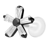 PIERCINGLINE Piercing labret en PTFE avec filetage intérieur de 0,9 mm + embout en titane fleur en cristal, 1,2 mm Stabstärke / 6 mm Stablänge, Titane titane PTFE